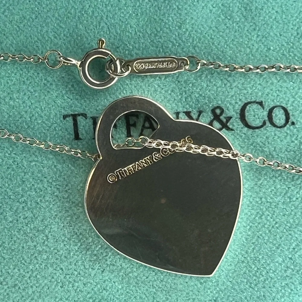 Tiffany Sterling Silver 727 Fifth Avenue New York Heart Large Charm Necklace 16” - Picture 7 of 9